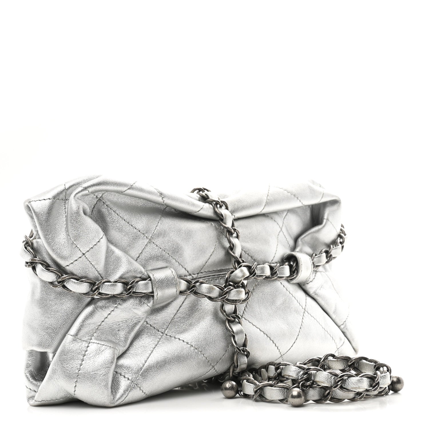 Chanel Metallic Calfskin Quilted Baluchon Silver 3 of 11