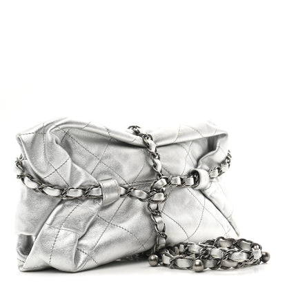Chanel Metallic Calfskin Quilted Baluchon Silver 3 of 11