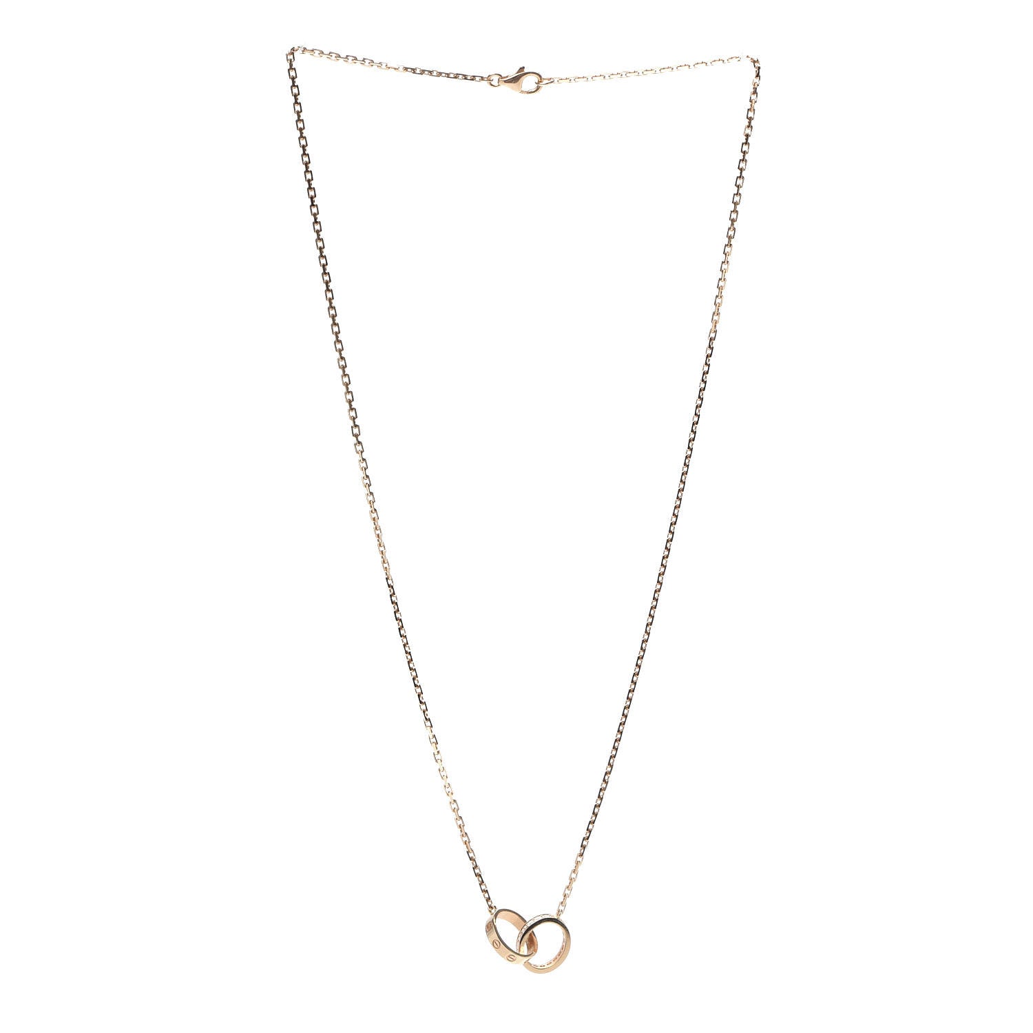 Cartier 18K Pink Gold Diamond Interlocking LOVE Necklace 3 of 7