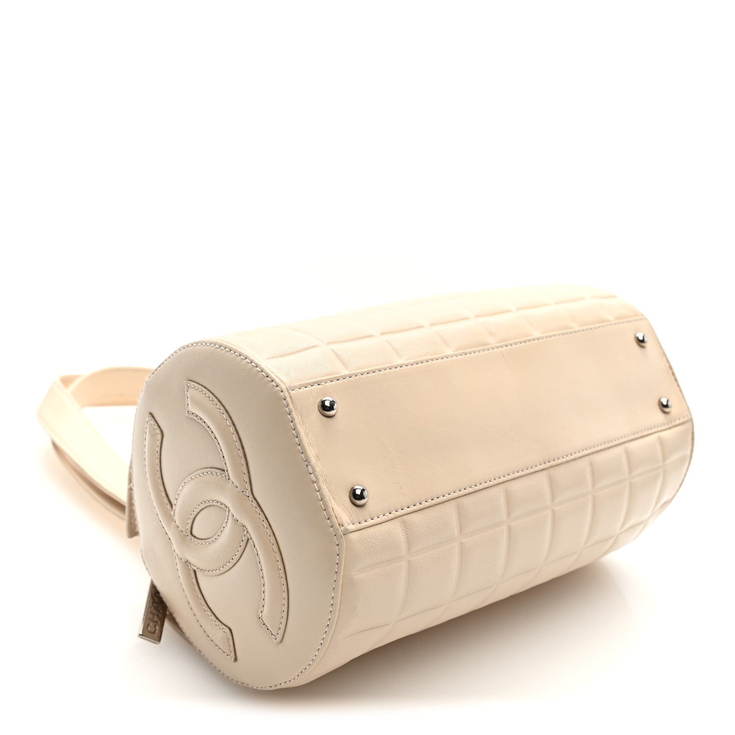 Chanel Lambskin Quilted CC Chocolate Bar Barrel Bag Beige 4 of 10