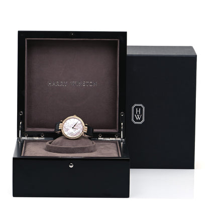 Harry Winston 18K Rose Gold Alligator Diamond Bezel Mother of Pearl Premier 36mm Automatic Watch 5 of 5