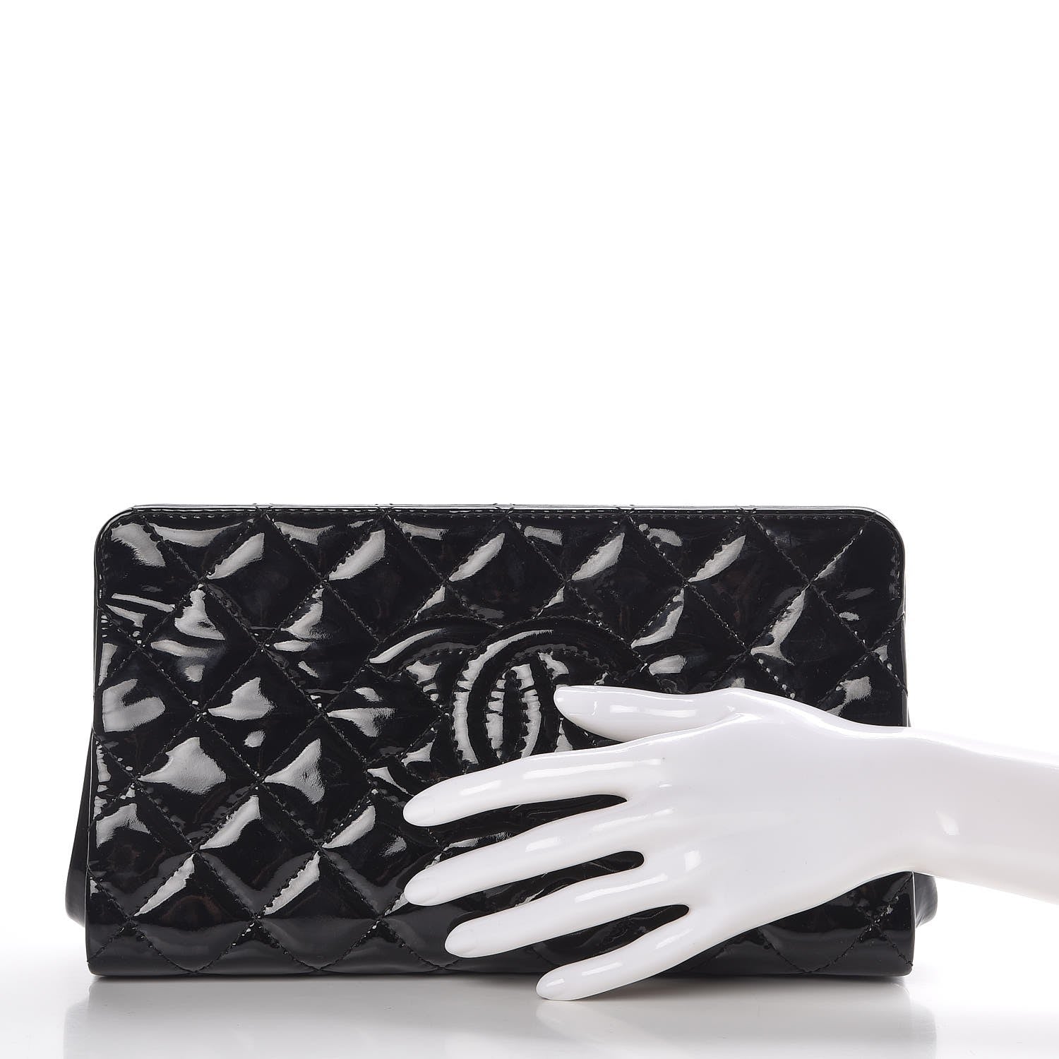 Chanel Patent CC Quilted Timeless Clutch Black 2 of 7