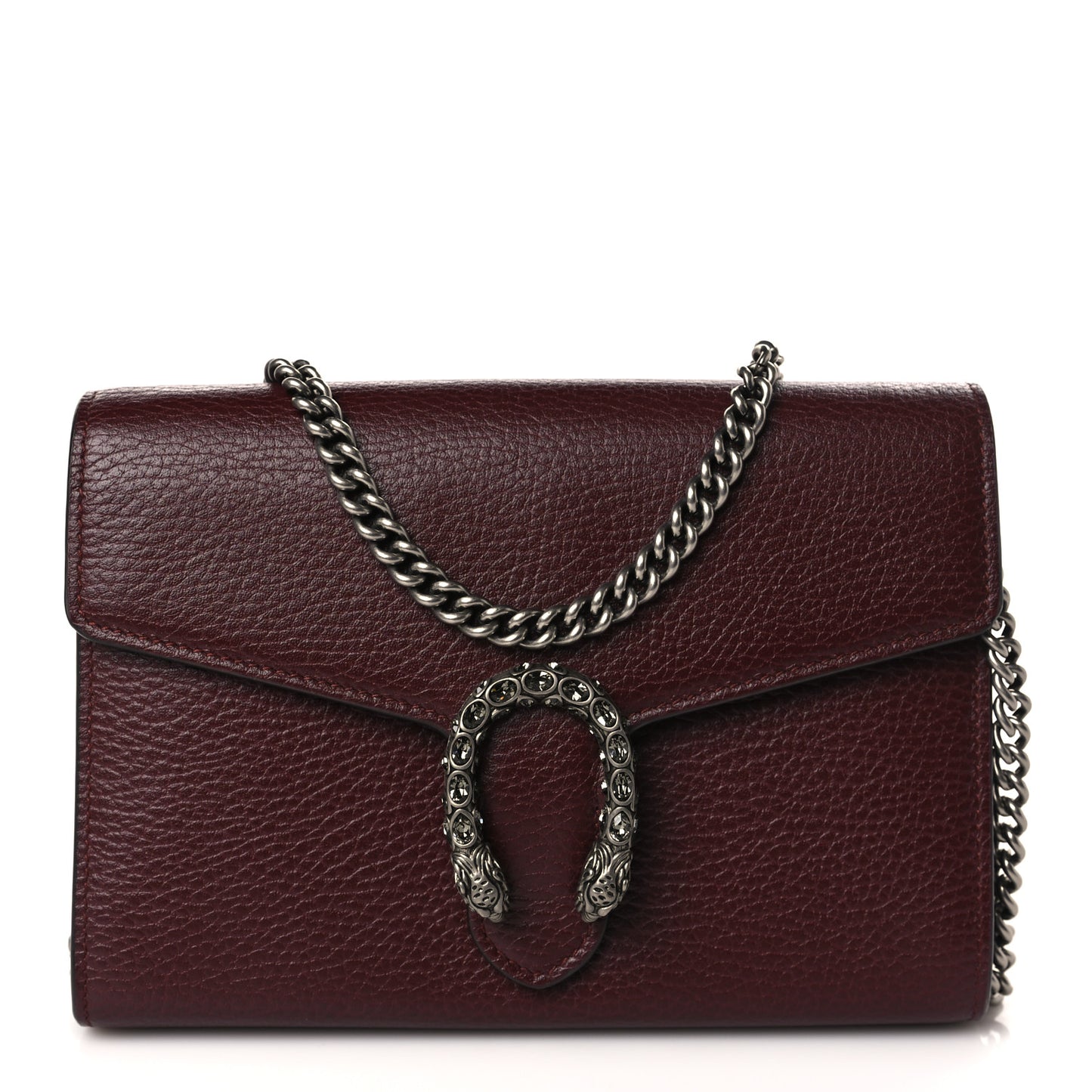 Dollar Calfskin Crystal Mini Dionysus Chain Wallet Vintage Bordeaux