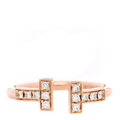 Tiffany 18K Rose Gold Diamond T Wire Ring 49 5 1 of 5