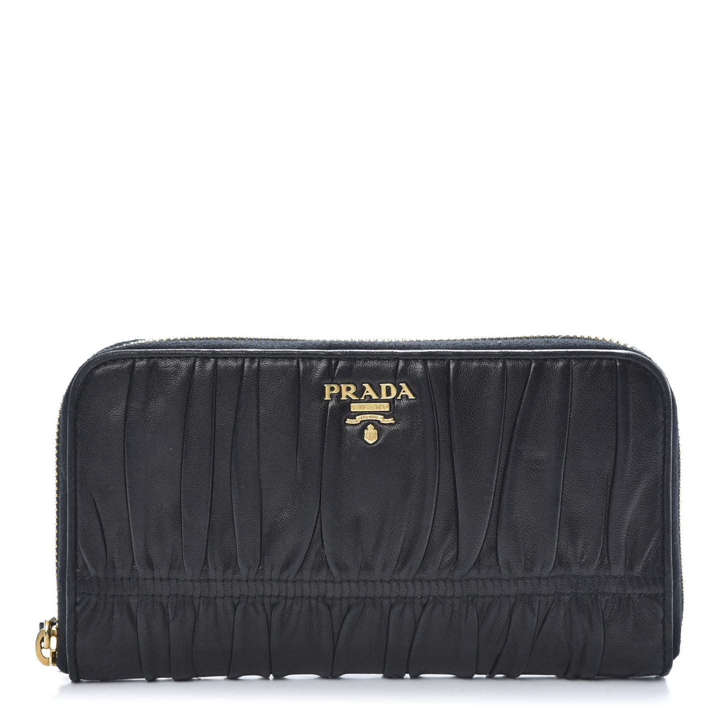 Nappa Gaufre Zip Around Wallet Black