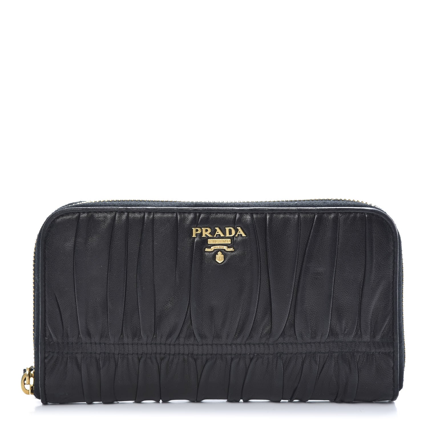 Prada Nappa Gaufre Zip Around Wallet Black 1 of 10