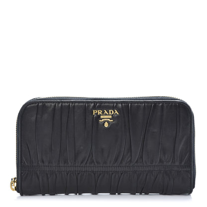 Prada Nappa Gaufre Zip Around Wallet Black 1 of 10