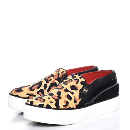 Louis Vuitton Patent Calfskin Canvas Catwalk Slip On 37 Leopard Black 3 of 12