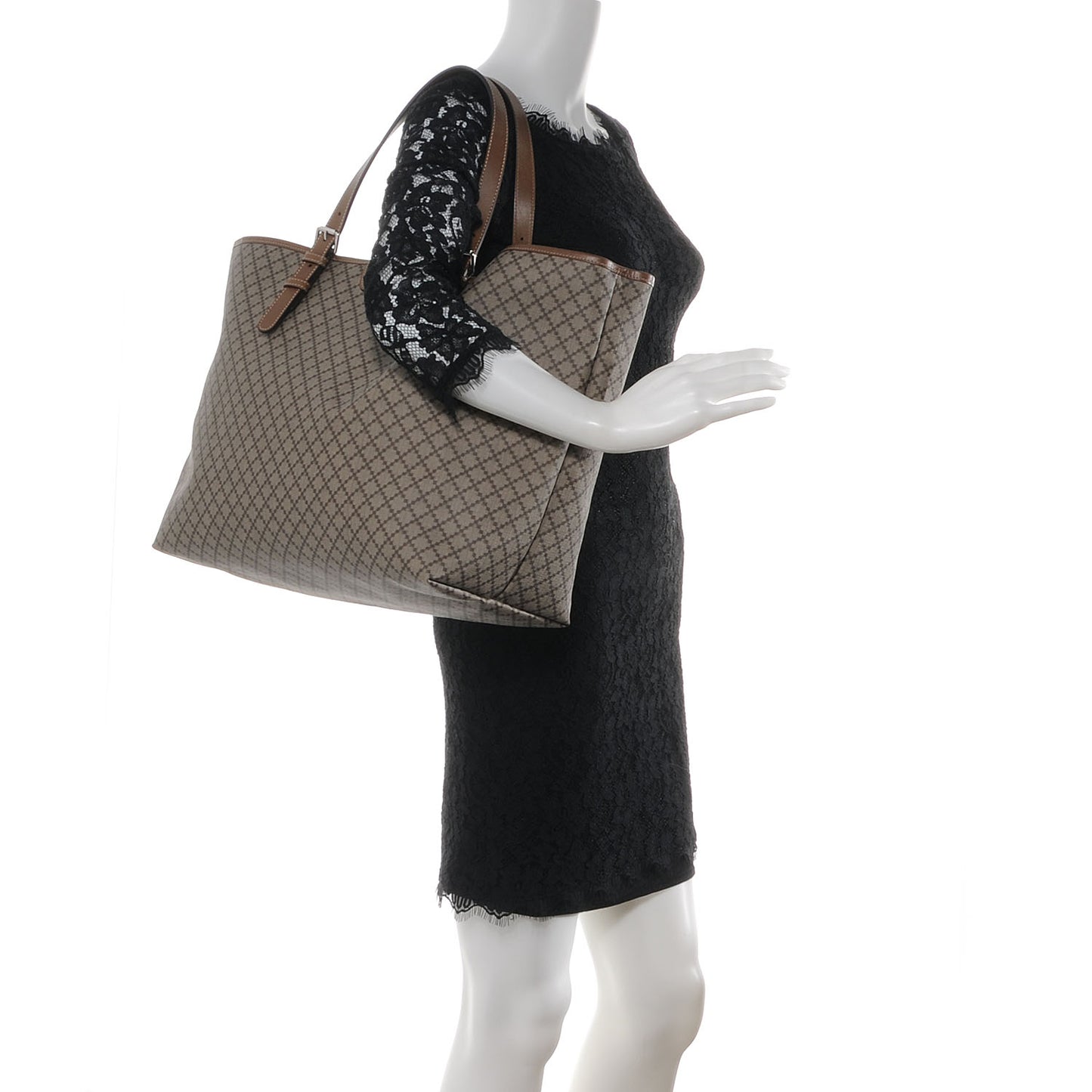 Coated Canvas Diamante Plus Tote Bag Brown