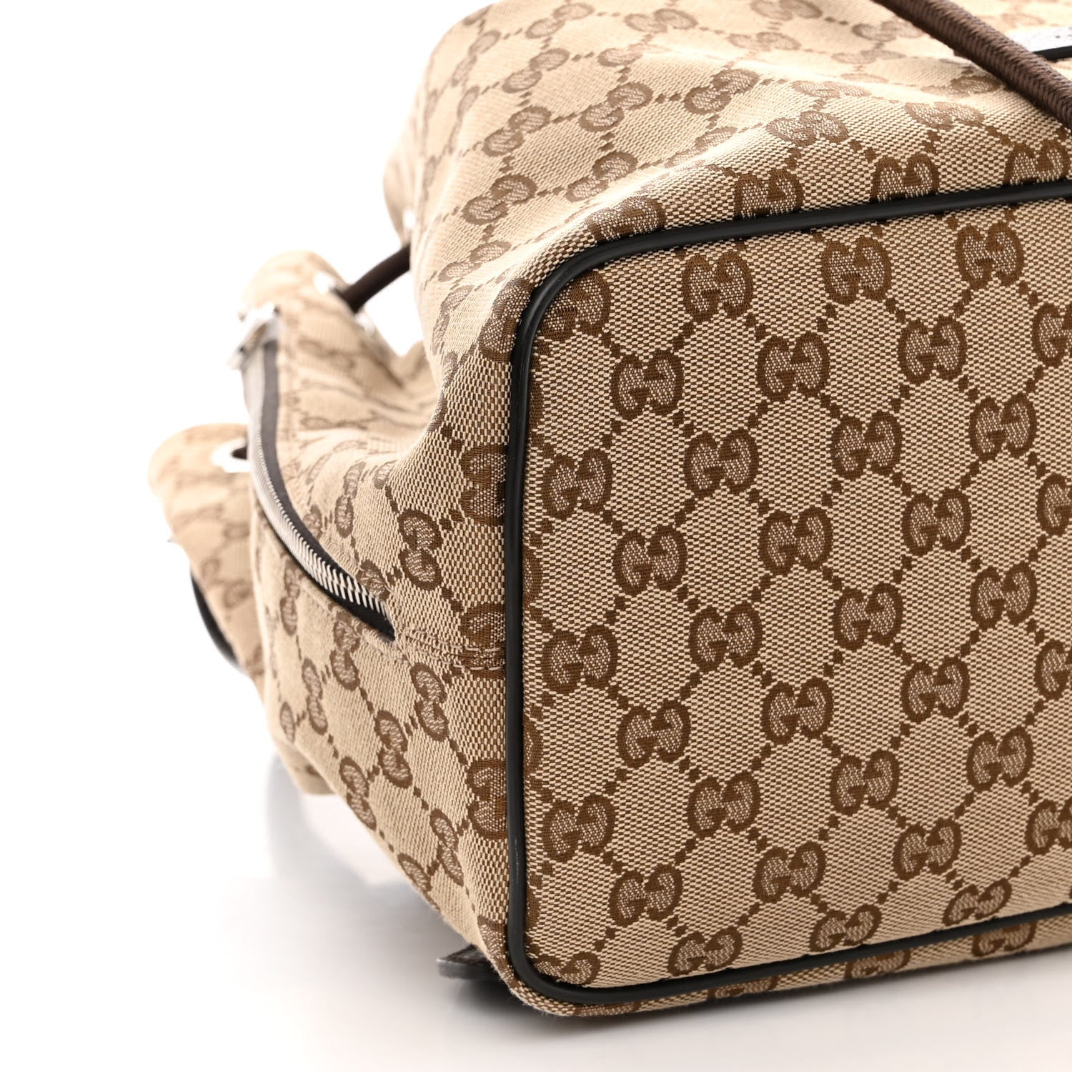 Gucci Monogram Dollar Calfskin O Drawstring Backpack Beige Ebony Testa di Moro Dark Chocolate 8 of 9