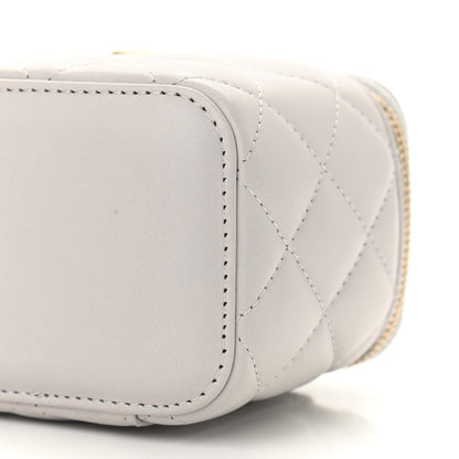 Chanel Lambskin Quilted Top Handle Mini Vanity Case With Chain Grey 10 of 11