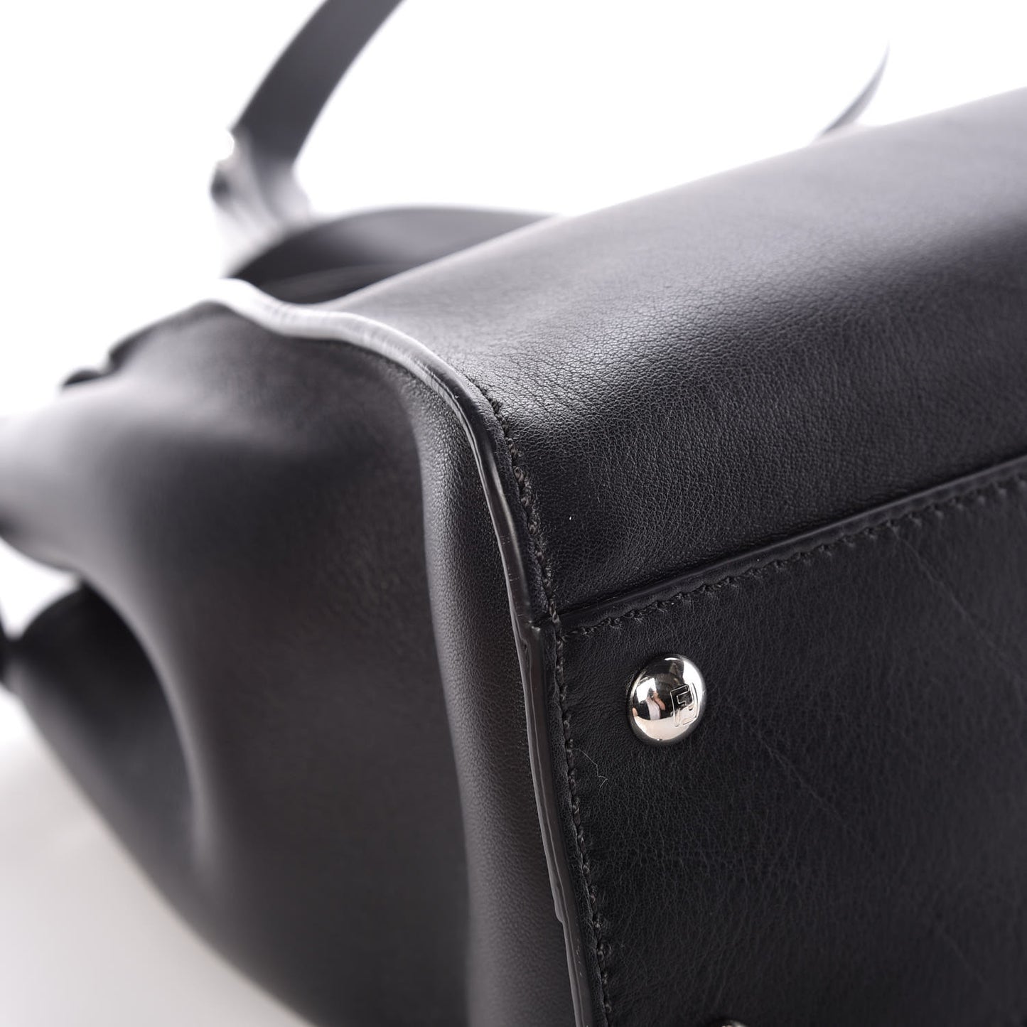 Vitello Dolce Shiny Nappa Plexglass Granite Medium Peekaboo Iconic Satchel Black