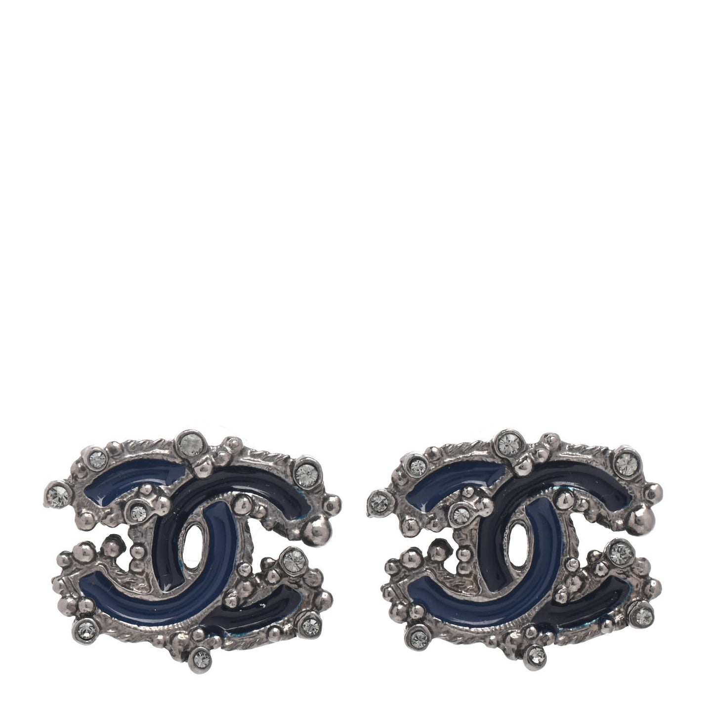 Enamel Crystal CC Earrings Ruthenium