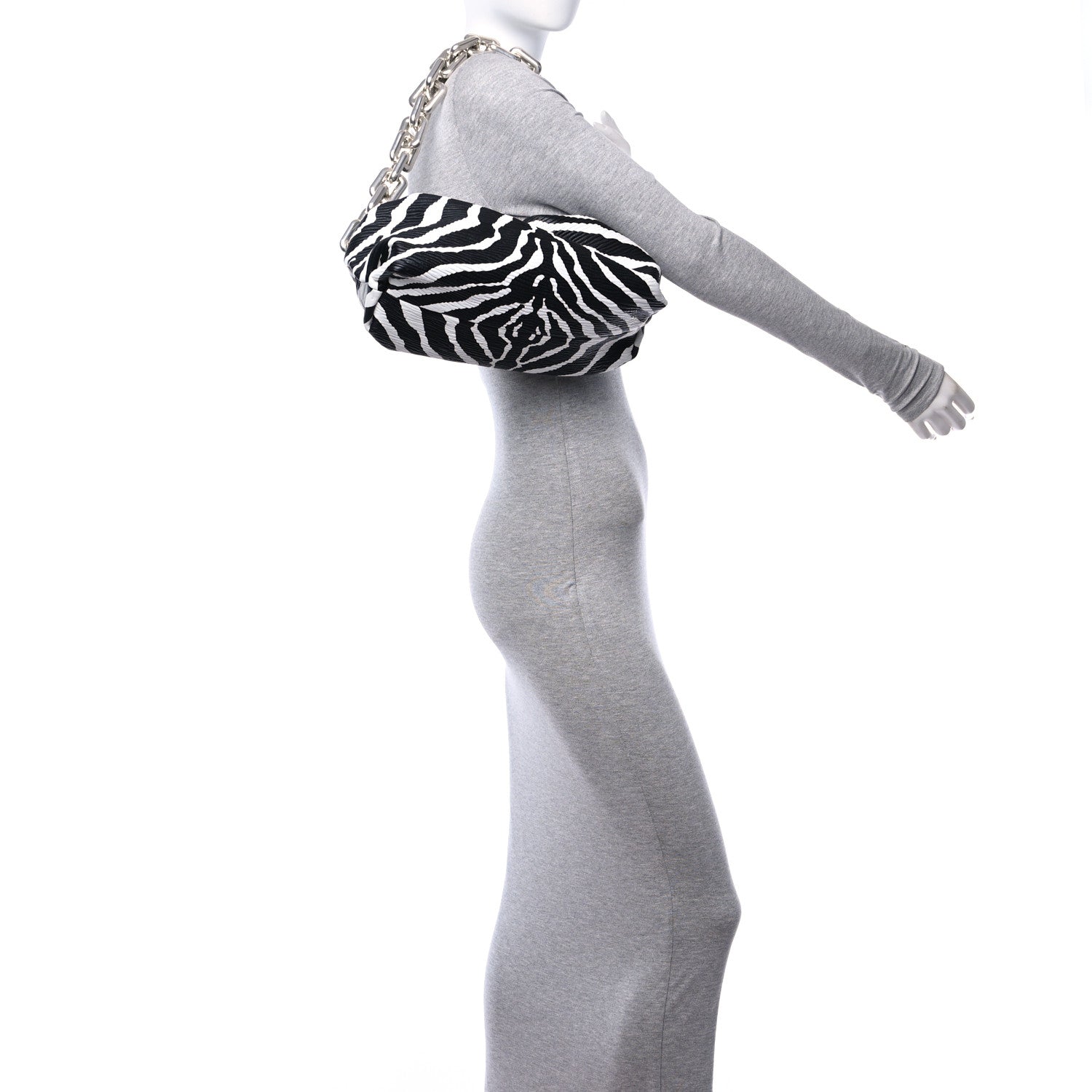 Bottega Veneta Nappa Zebra Print The Pouch Chain White Black 2 of 11