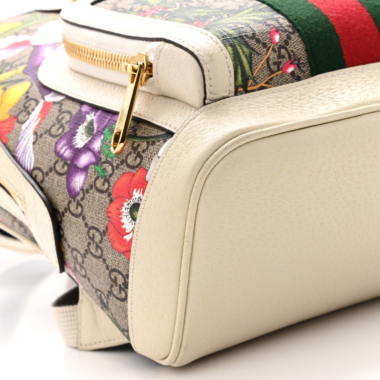 GG Supreme Monogram Flora Web Small Ophidia Day Backpack White