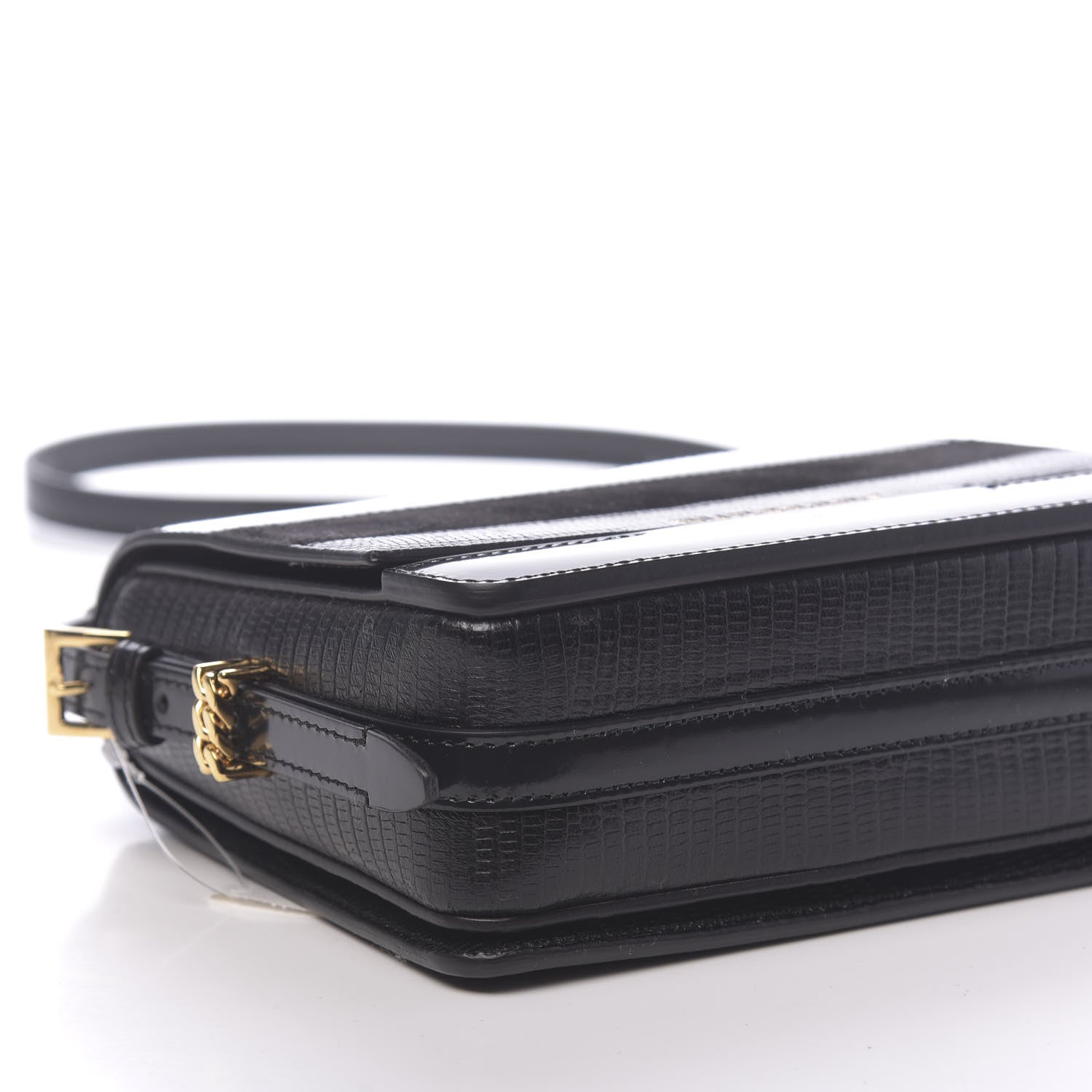 Burberry Calfskin Lizard Embossed Two Tone Small Grace Bag Black 8 of 9