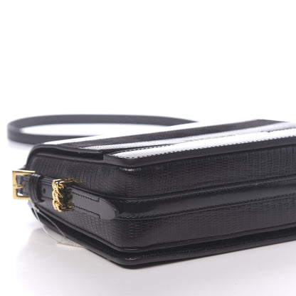Burberry Calfskin Lizard Embossed Two Tone Small Grace Bag Black 8 of 9
