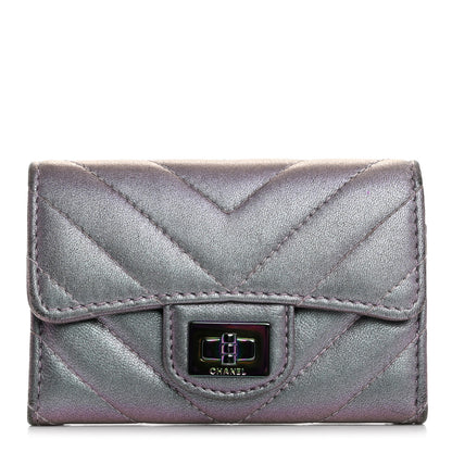 Chanel Iridescent Lambskin Chevron Quilted Reissue Card Holder Light Purple 1 of 11