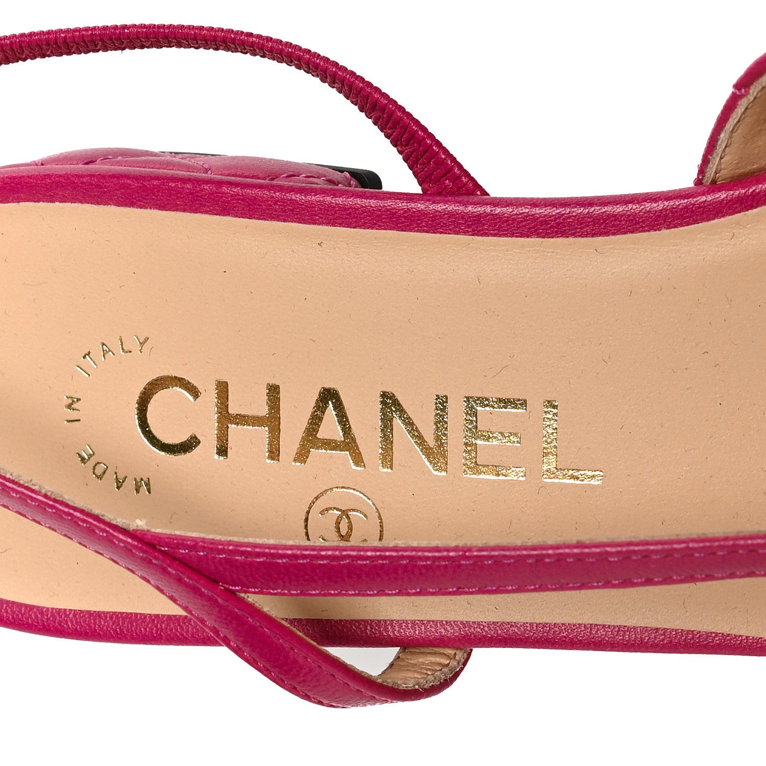 Chanel Lambskin Patent Cap Toe CC Slingback Flats 38 Pink Black 7 of 8