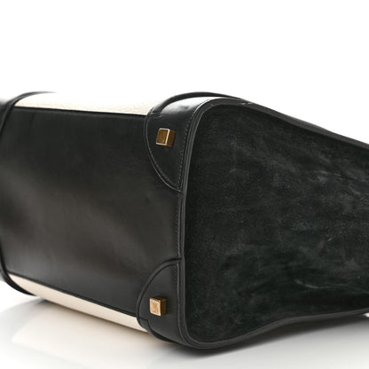 Celine Bullhide Calfskin Mini Bi-Color Luggage Black White 9 of 15