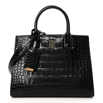 Burberry Crocodile Embossed Calfskin Mini Frances Tote Black 1 of 9