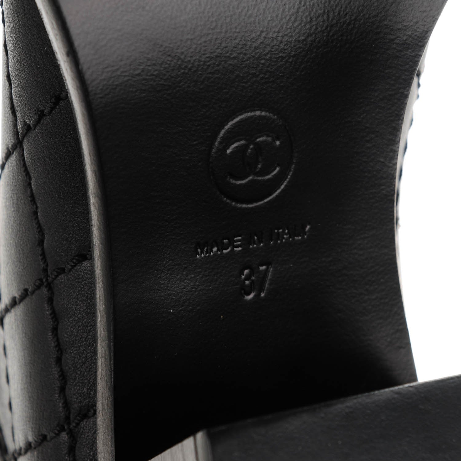 Chanel Calfskin Quilted Knee High CC Boots 37 Black 6 of 9