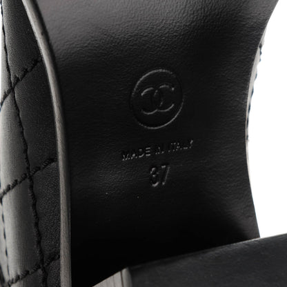 Chanel Calfskin Quilted Knee High CC Boots 37 Black 6 of 9