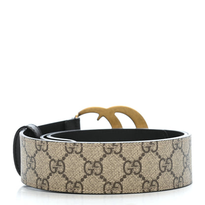 Gucci GG Supreme Monogram Matte Plutone Calfskin Double G 40mm Belt 85 34 Beige Ebony Black 2 of 4