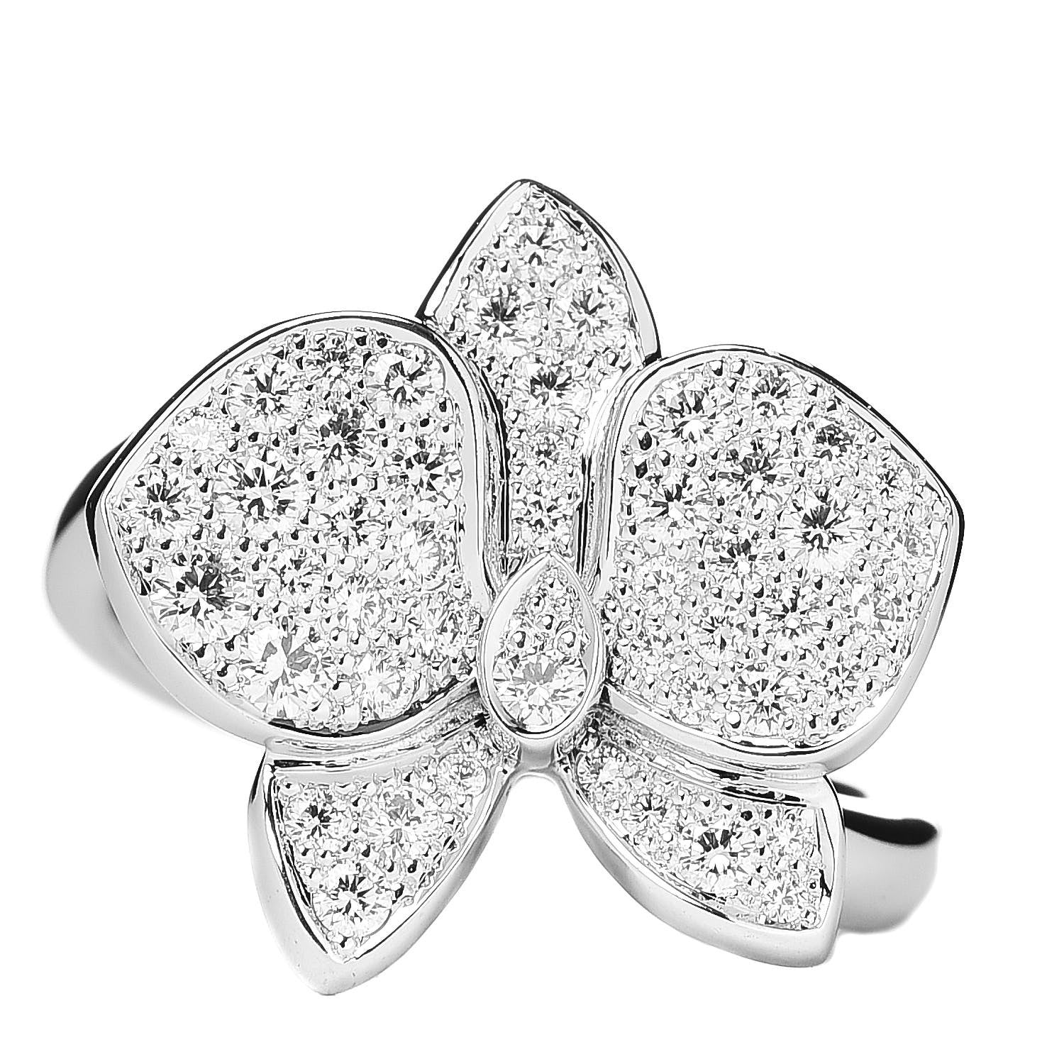 Cartier 18K White Gold Diamond Caresse D'Orchidees Par Ring 50 5.25 1 of 8