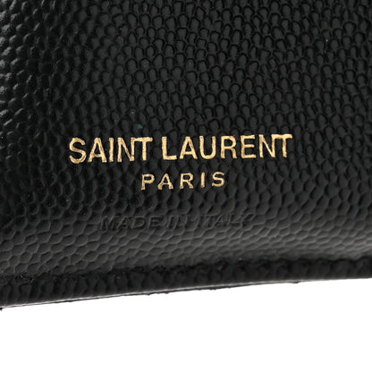 Saint Laurent Grain De Poudre Matelasse Chevron Monogram Zipped Two-Part Wallet Black 8 of 15