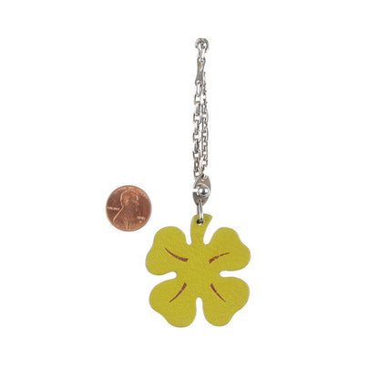 Hermes Chevre Mysore Lucky Clover Key Chain Bag Charm Vert Anis Orange 2 of 3