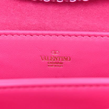Valentino Garavani Crystal Suede Embellished Micro One Stud Chain Bag Pink PP 6 of 9