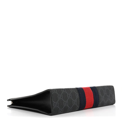 Gucci GG Supreme Monogram Selleria Calfskin Web New Web Cosmetic Case Black 4 of 10