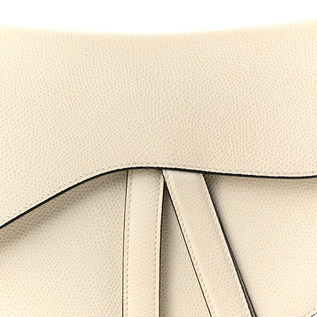 Grained Calfskin Saddle Bag White