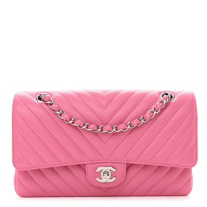 Chanel Caviar Chevron Quilted Medium Double Flap Pink 1 of 11