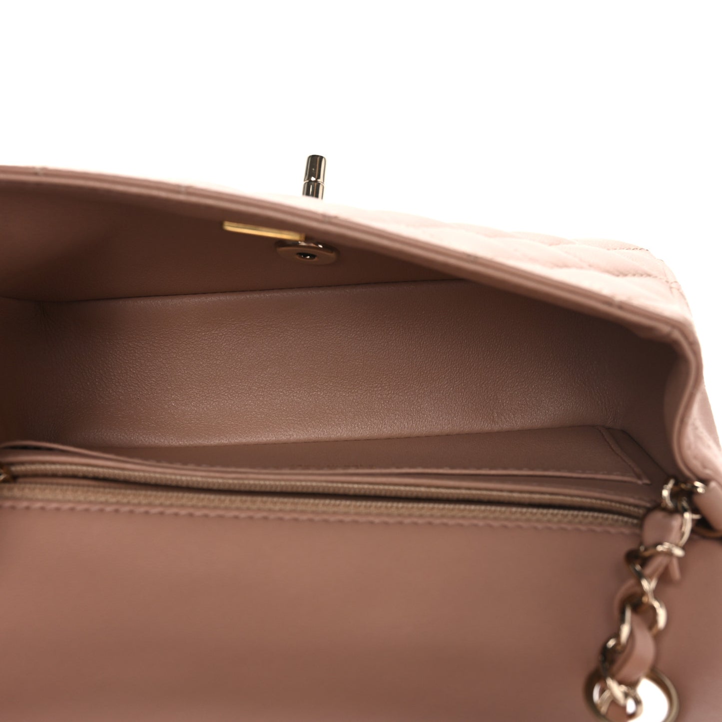 Lambskin Quilted Mini Rectangular Flap Beige