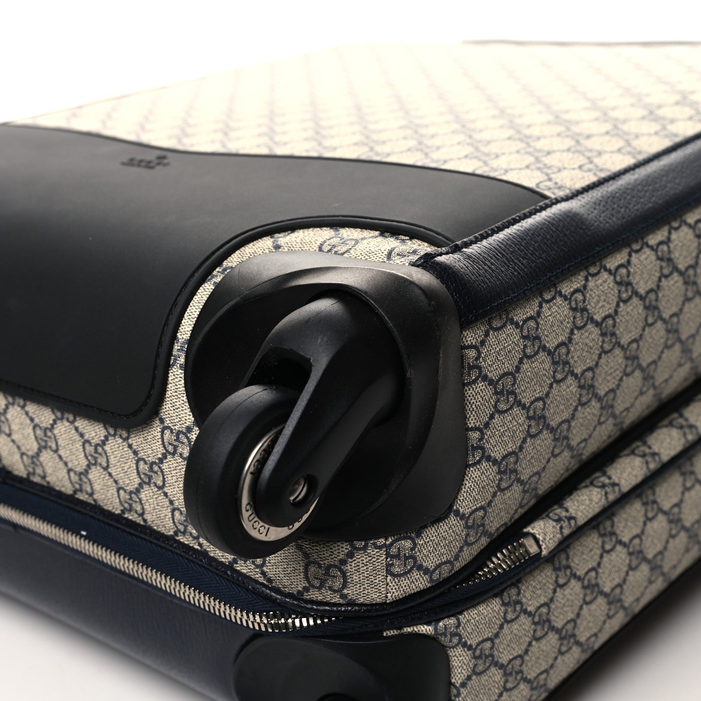 GG Supreme Monogram Textured Dollar Calfskin Web Savoy Cabin Plus Trolley Beige Blue