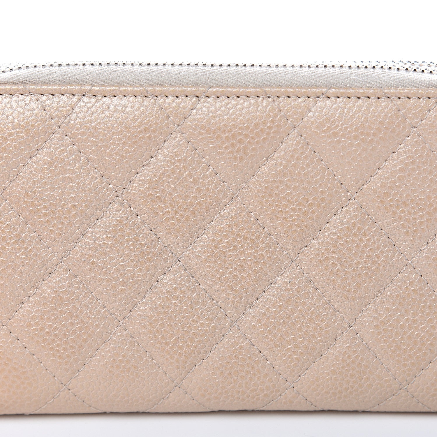 Chanel Caviar Quilted Large Gusset Double Zip Around Wallet Beige 10 of 11
