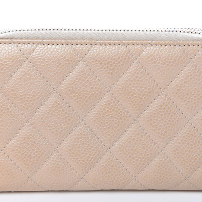 Chanel Caviar Quilted Large Gusset Double Zip Around Wallet Beige 10 of 11