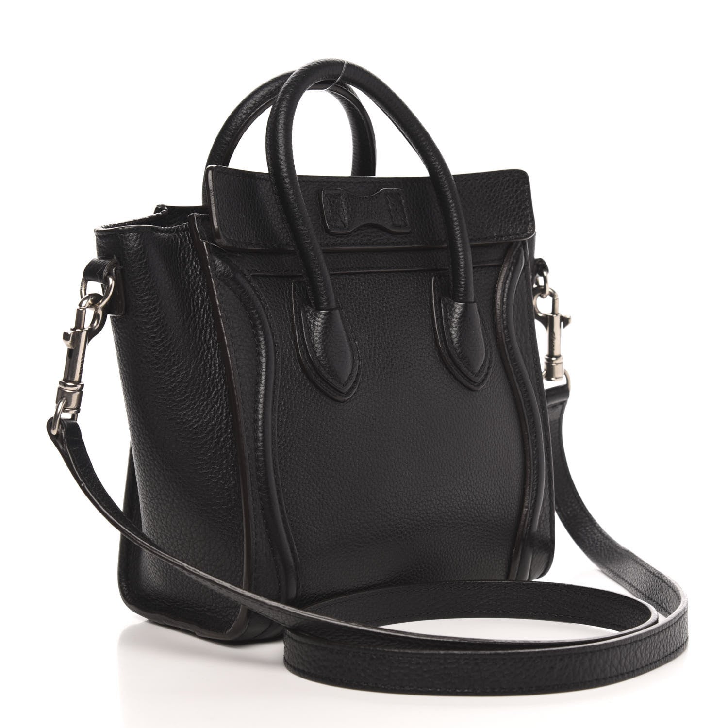 Celine Drummed Calfskin Nano Luggage Black 3 of 9