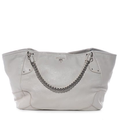 Prada Cervo Lux Deerskin Chain Shoulder Bag Talco 1 of 14