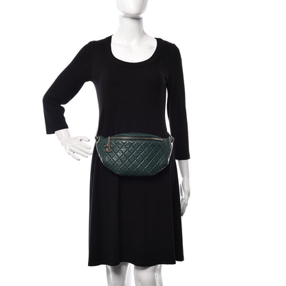Chanel Calfskin Quilted Banane Waist Bag Fanny Pack Dark Green 2 of 11