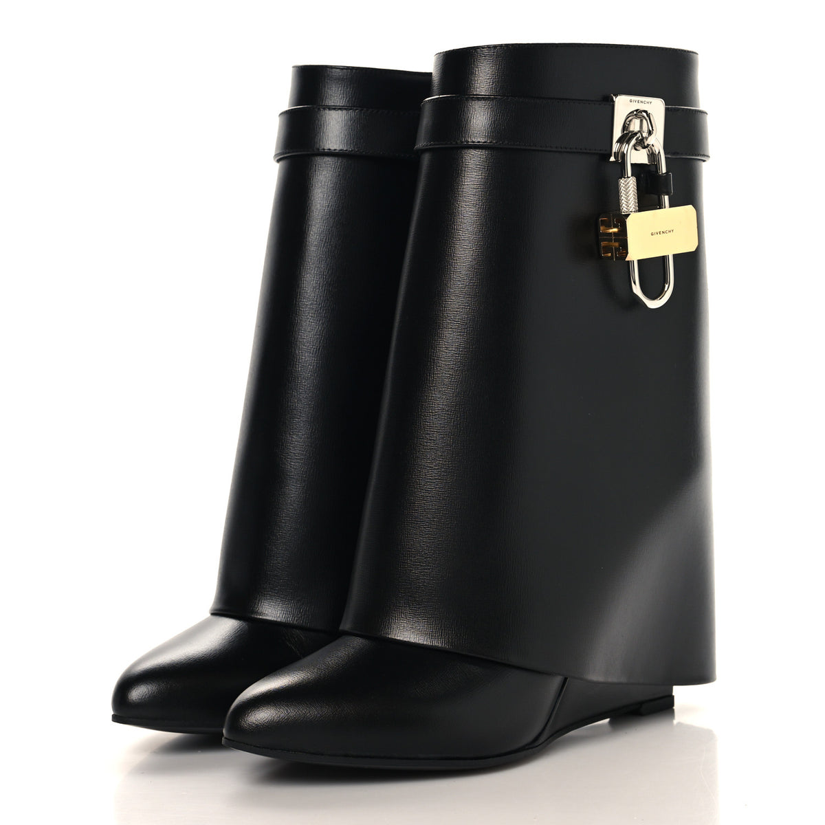 Givenchy Calfskin Shark Lock Ankle Boots 38 Black 3 of 8