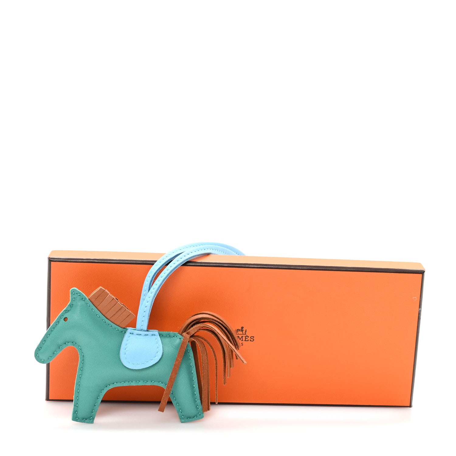 Hermes Milo Lambskin Grigri Rodeo Horse Bag Charm PM Vert Verone Gold Celeste 4 of 4