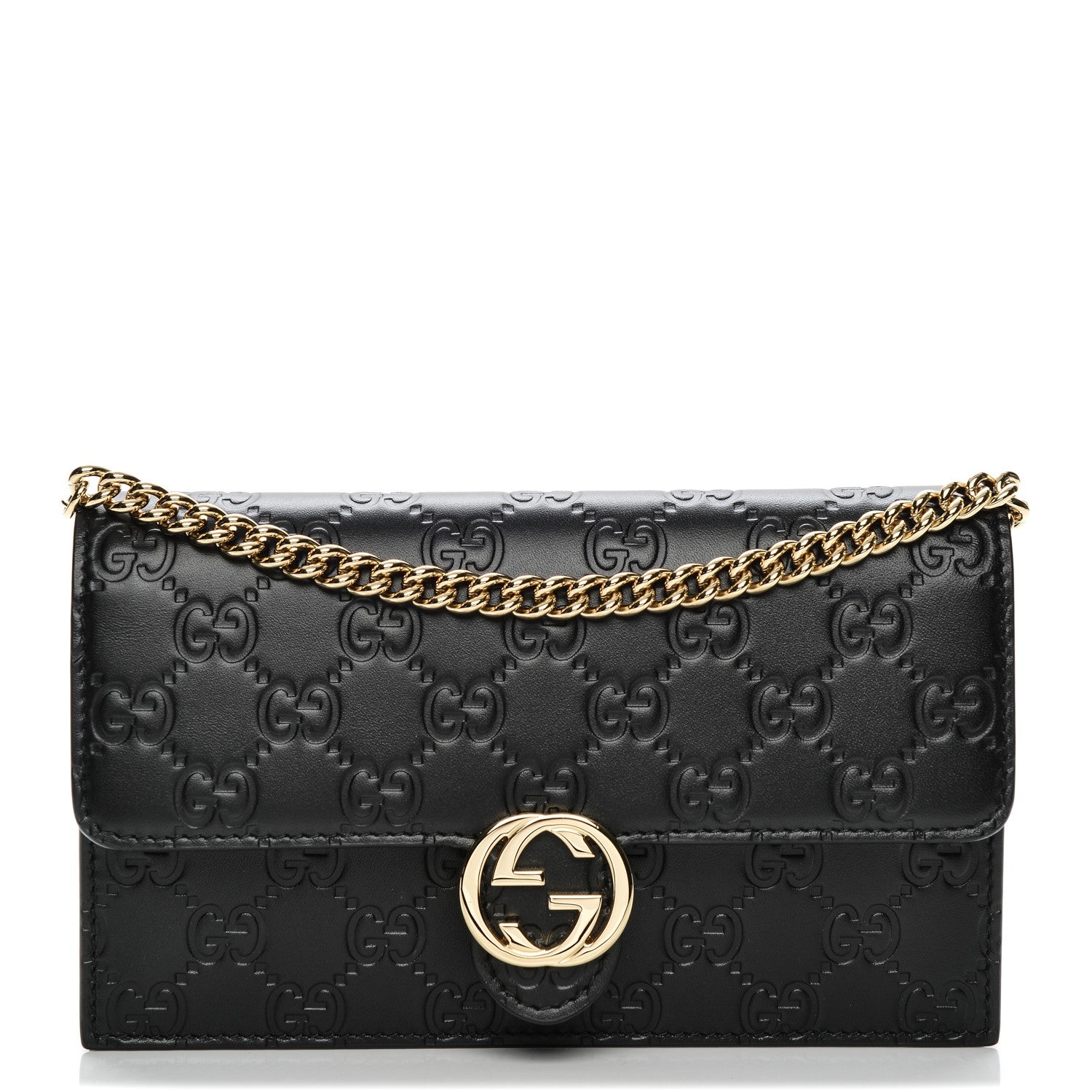 Gucci Guccissima Icon Chain Wallet Black 1 of 7