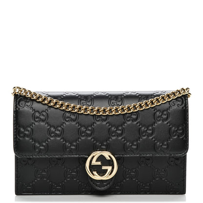 Gucci Guccissima Icon Chain Wallet Black 1 of 7