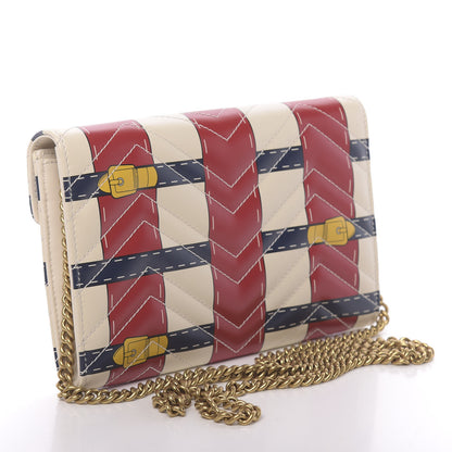 Gucci Calfskin Matelasse Trompe L'Oeil Print Mini GG Marmont Chain Wallet White 3 of 11