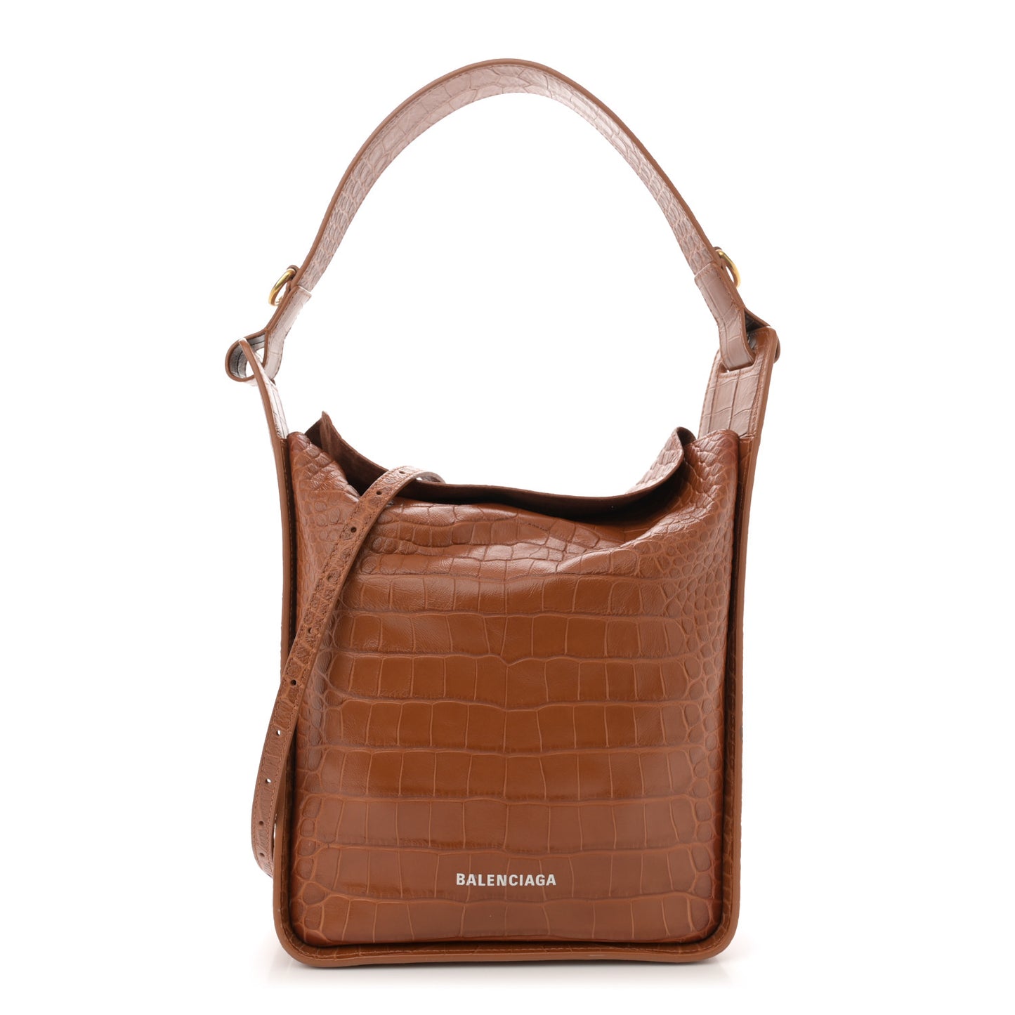 Extra Supple Calfskin Crocodile Embossed Small Tool 2.0 North-South Tote Camel