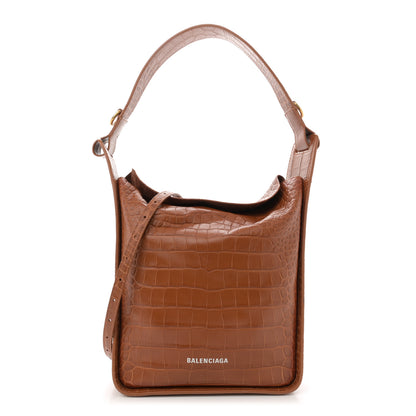 Balenciaga Extra Supple Calfskin Crocodile Embossed Small Tool 2.0 North-South Tote Camel 1 of 15