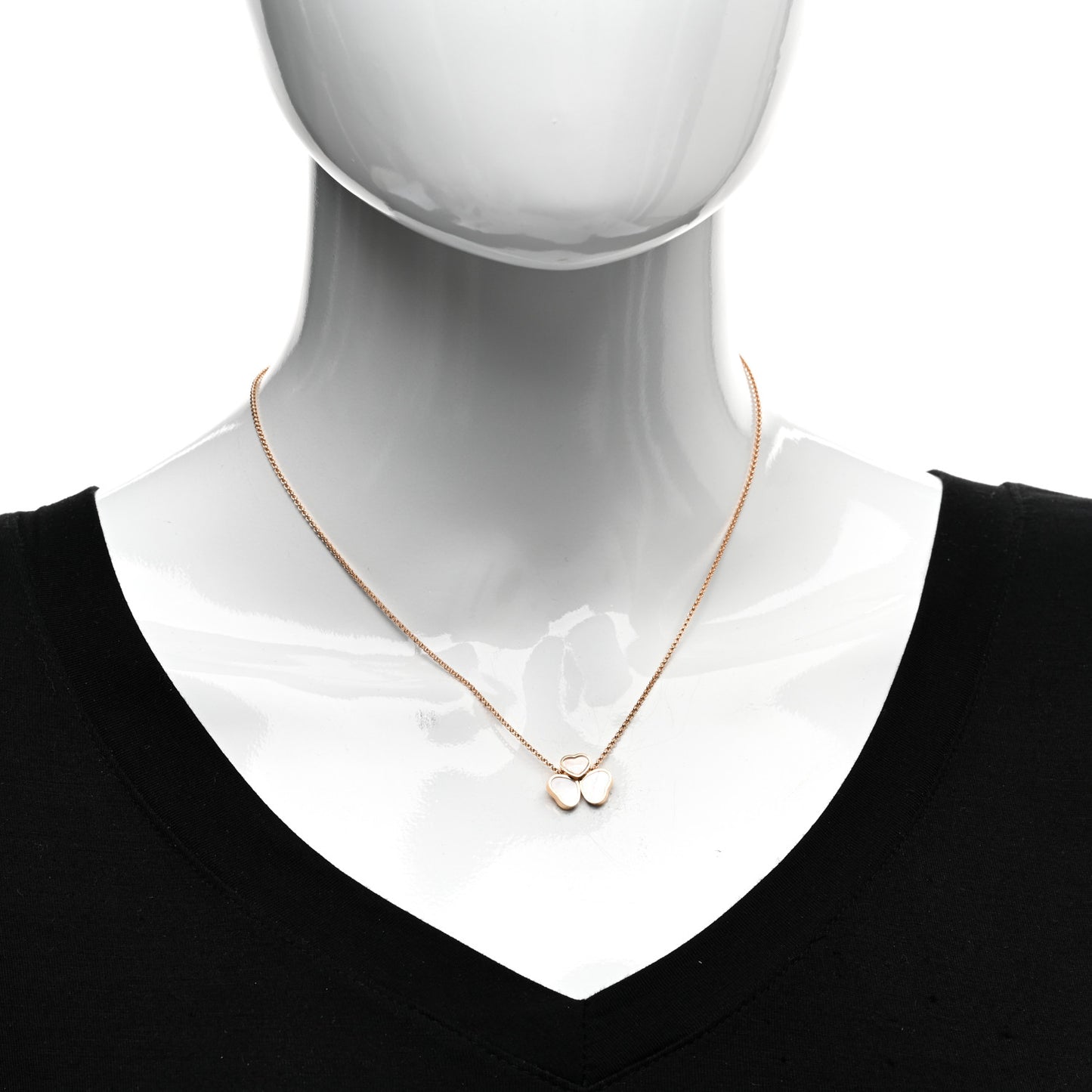 18K Rose Gold Diamond Mother of Pearl 3 Happy Hearts Necklace